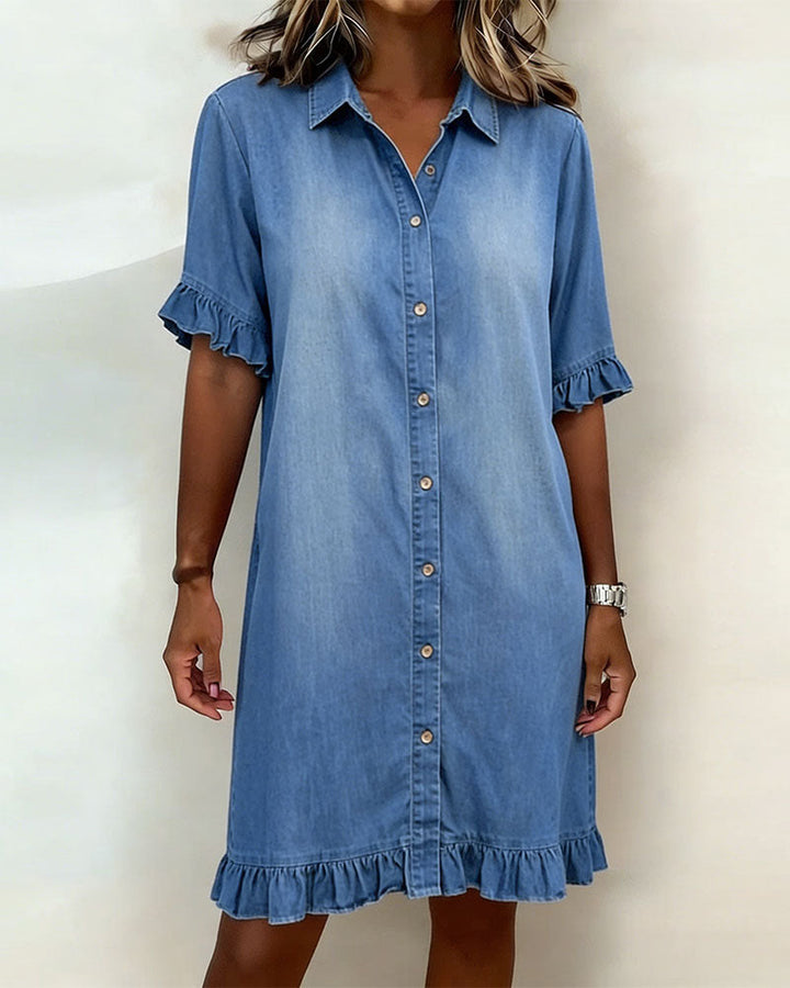 Maria | Cómodo vestido vaquero con un favorecedor fruncido