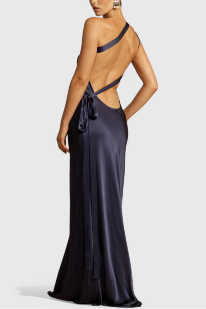 Lucra Vestido Maxi con Tirantes Diagonales y Espalda Descubierta