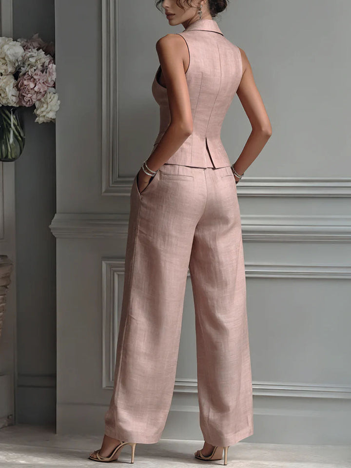 Carmen | Conjunto de lino de dos piezas con escote en V