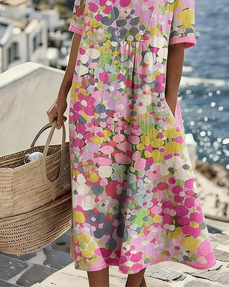 Elena | Vestido midi floral suelto y ligero