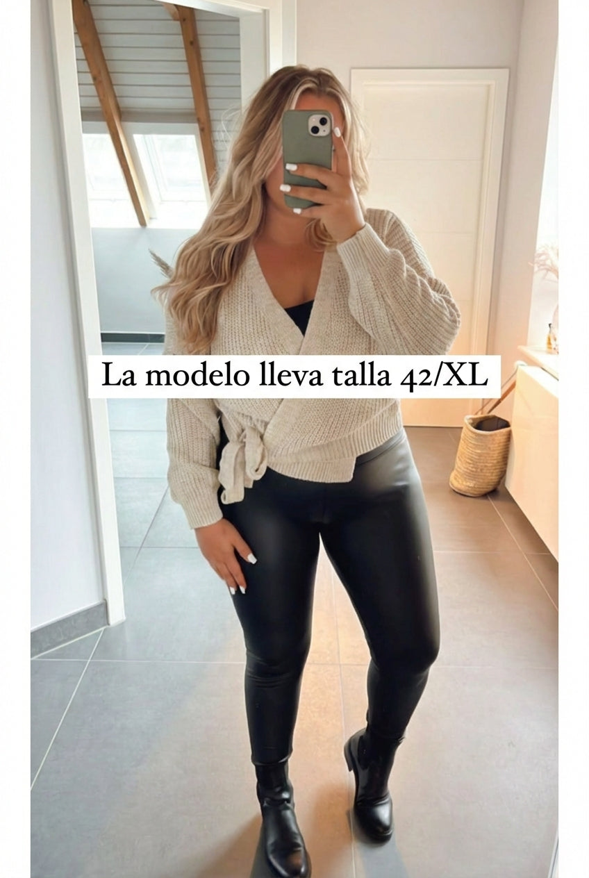 Victoria | Leggings de cuero negro